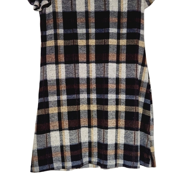 𝅺LA Nouvelle Renaissancela Brown Plaid Print Cowl Neck Sweater Dress Size: M - Picture 3 of 6